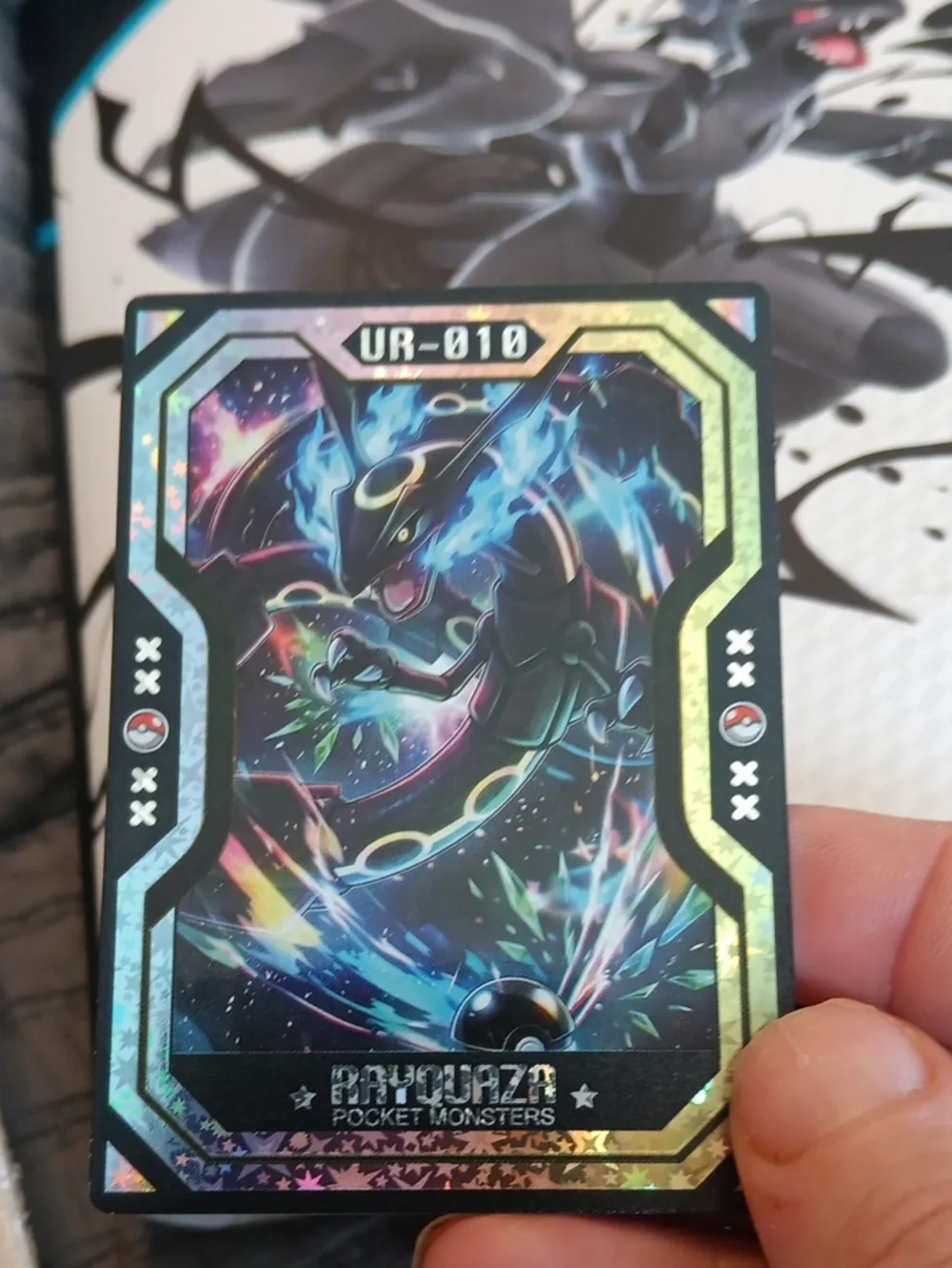 Pokemon Rayquaza Holographic Trading Card - Black, Blue, Green